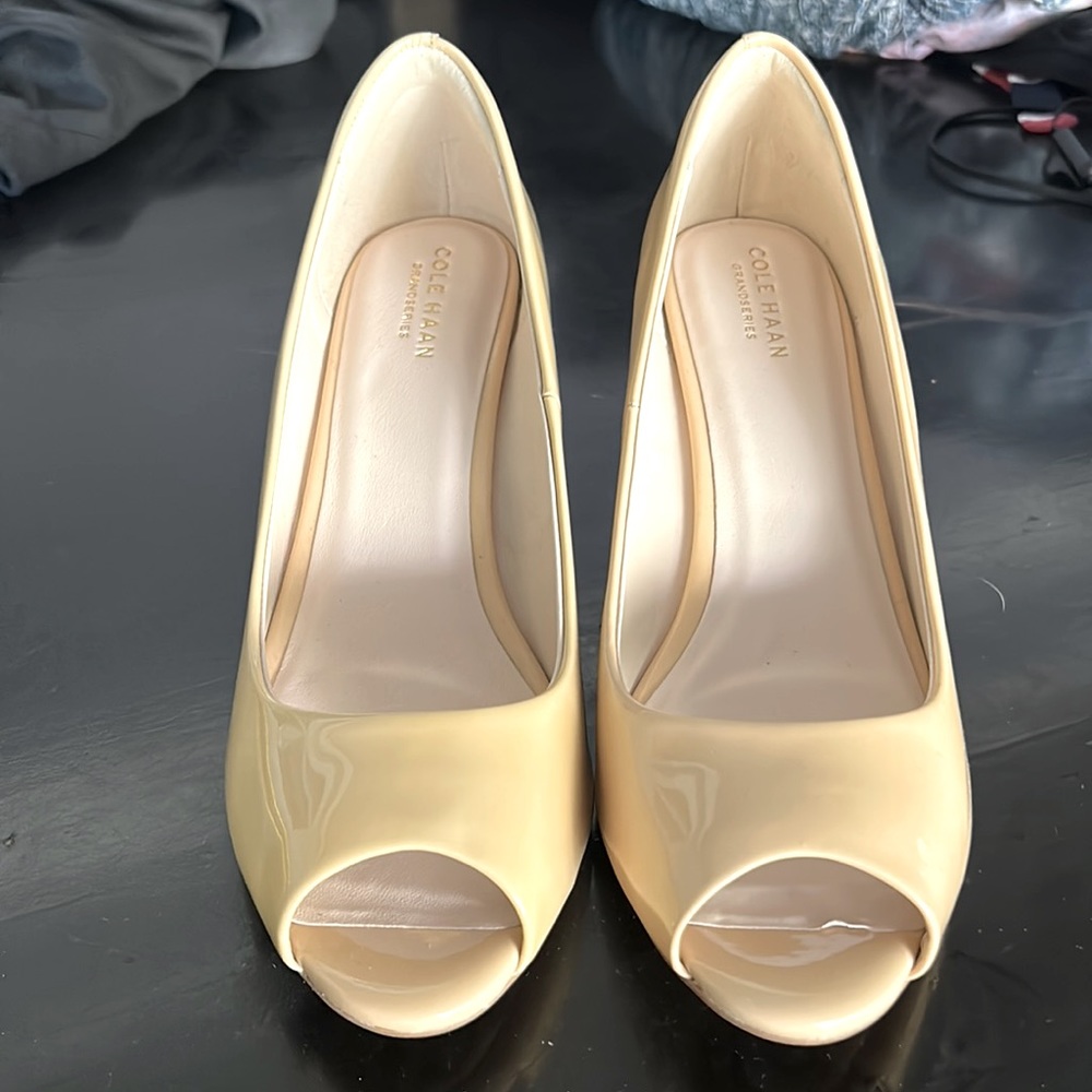 Cole Haan Cream Peep Toe Wedges